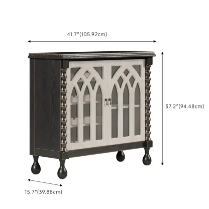 Traditional Black MDF Wine Rack Cabinet with Doors Image - 12