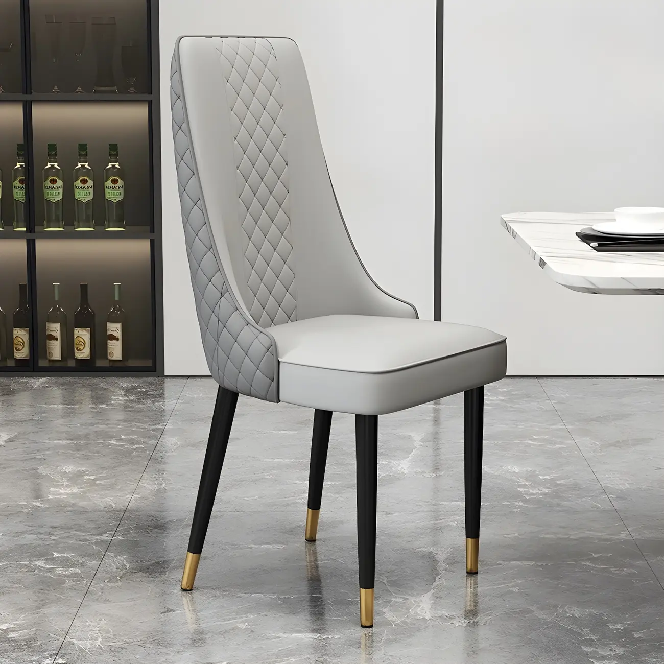 Modern Leather Full Back Upholstered Dining Chair Image - 1 | homeyfad