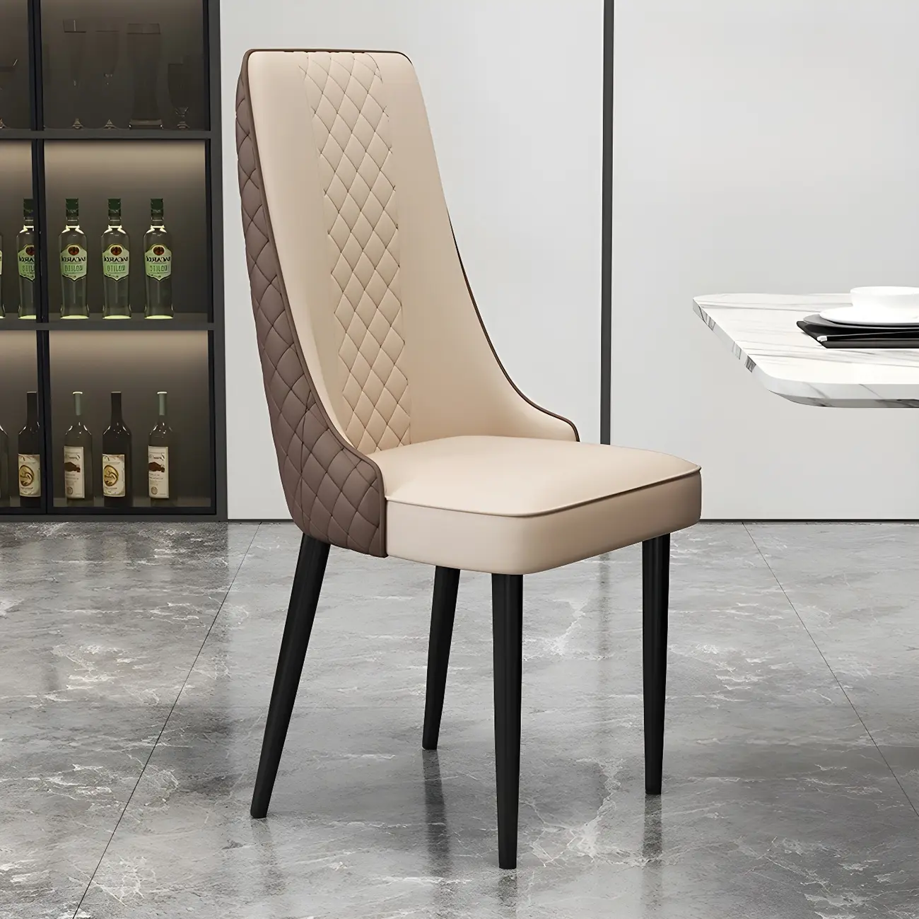Modern Leather Full Back Upholstered Dining Chair Image - 7 | homeyfad