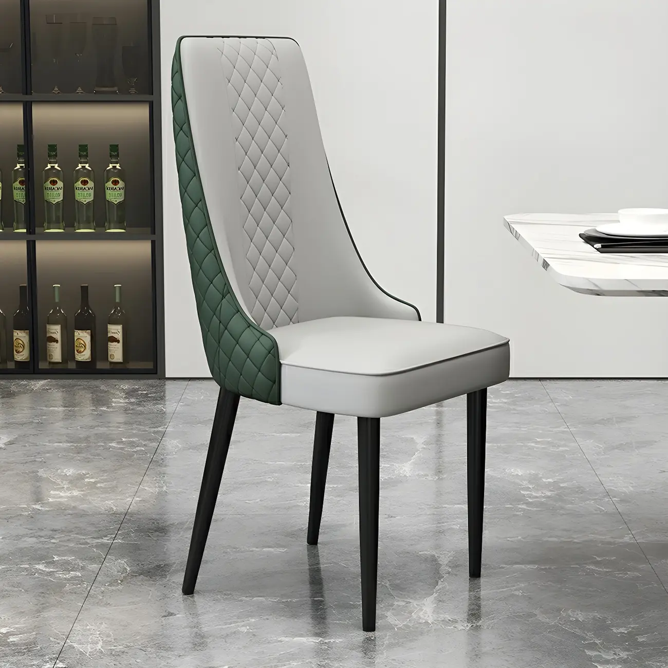 Modern Leather Full Back Upholstered Dining Chair Image - 10 | homeyfad