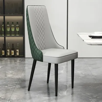 Modern Leather Full Back Upholstered Dining Chair Image - 10