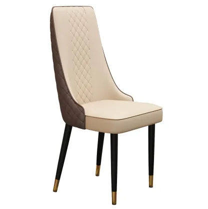 Modern Leather Full Back Upholstered Dining Chair Image - 11