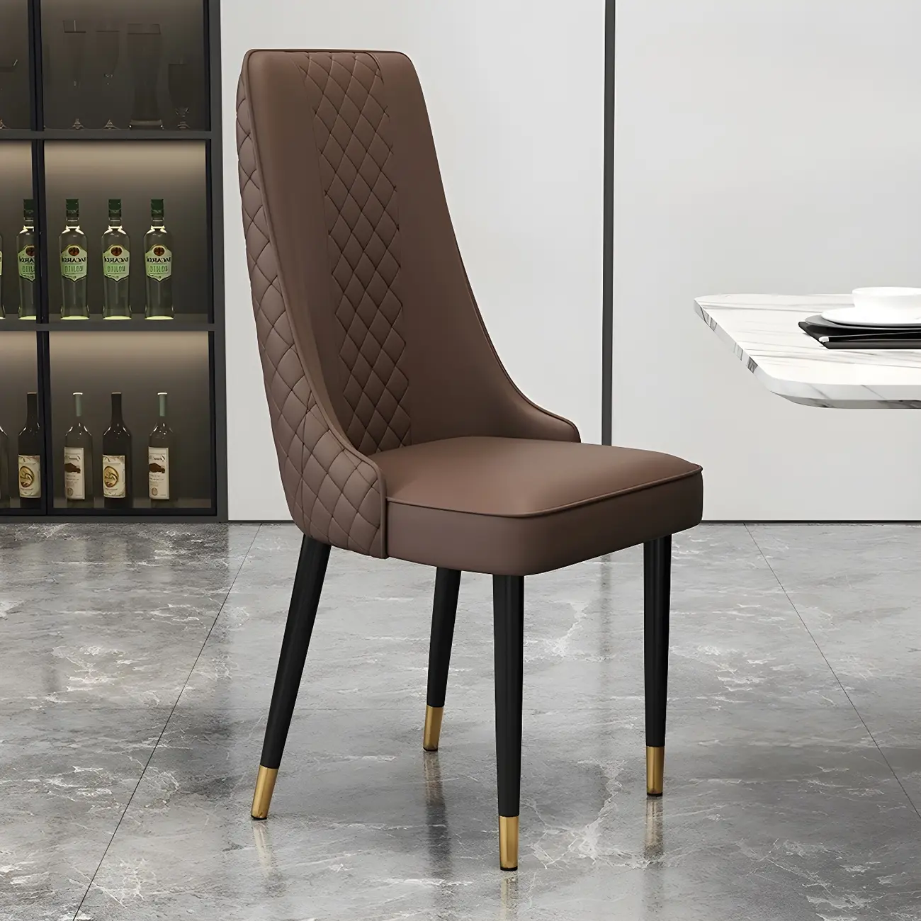Modern Leather Full Back Upholstered Dining Chair Image - 12 | homeyfad