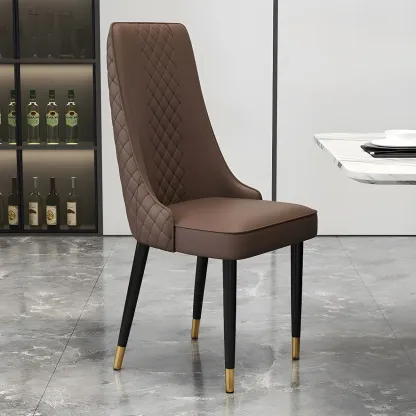Modern Leather Full Back Upholstered Dining Chair Image - 12