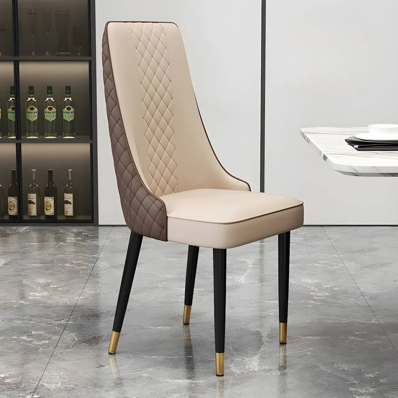 Modern Leather Full Back Upholstered Dining Chair Image - 13 | homeyfad