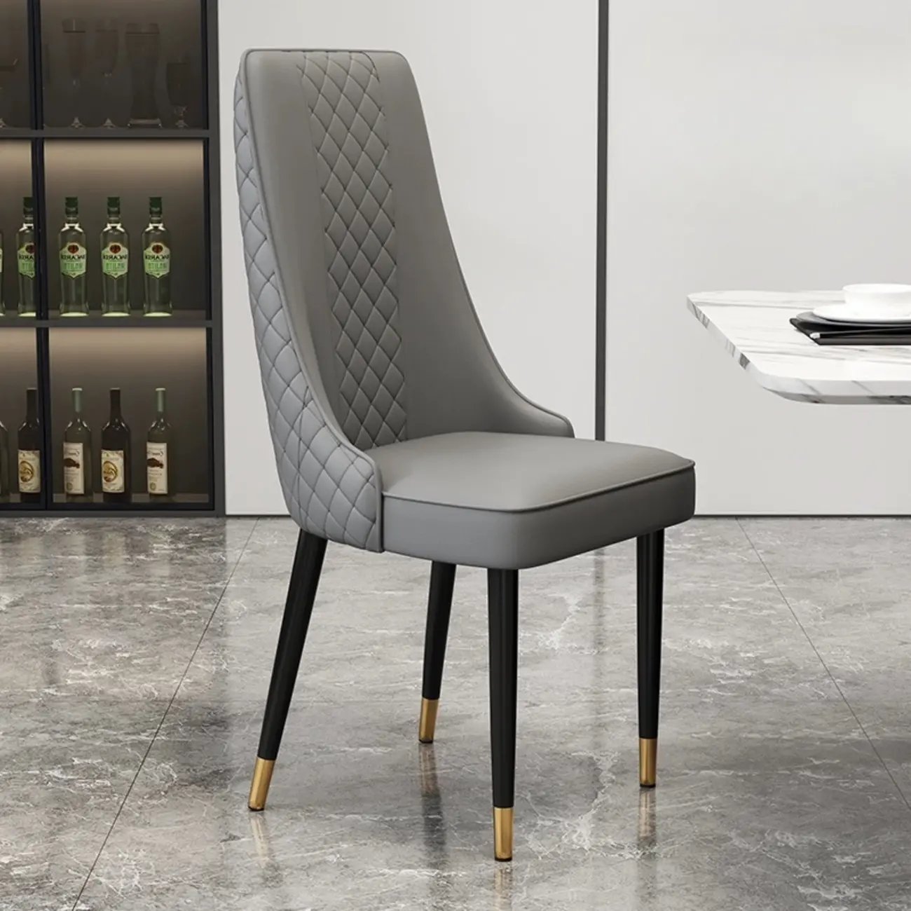 Modern Leather Full Back Upholstered Dining Chair Image - 15 | homeyfad
