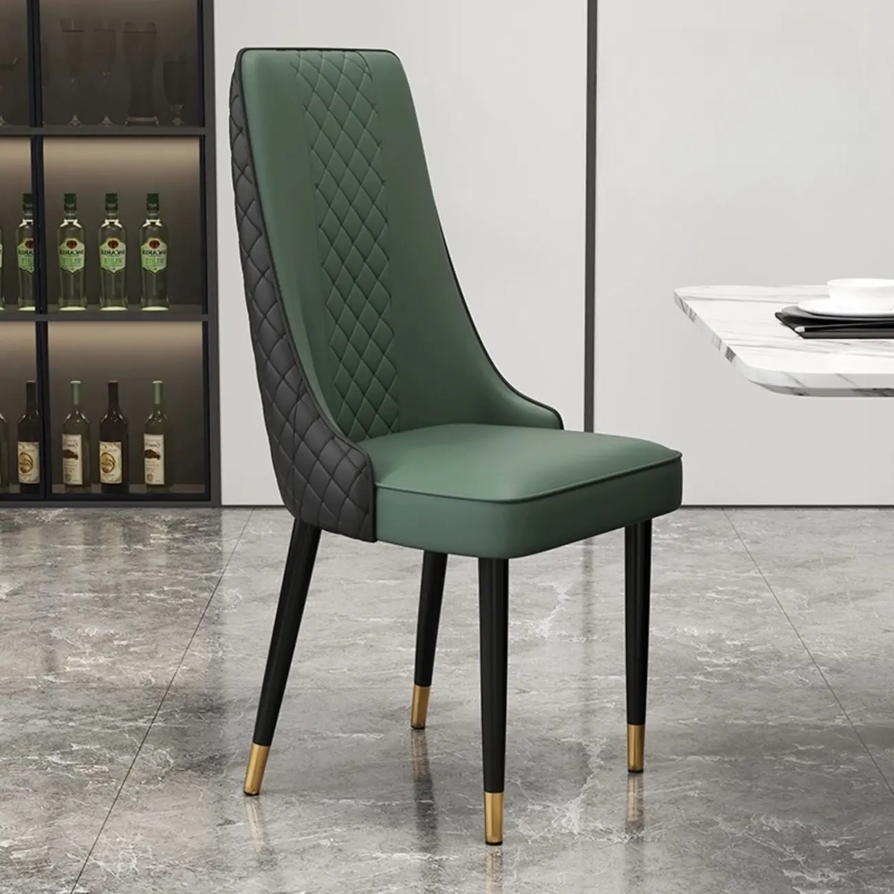 Modern Leather Full Back Upholstered Dining Chair Image - 16 | homeyfad