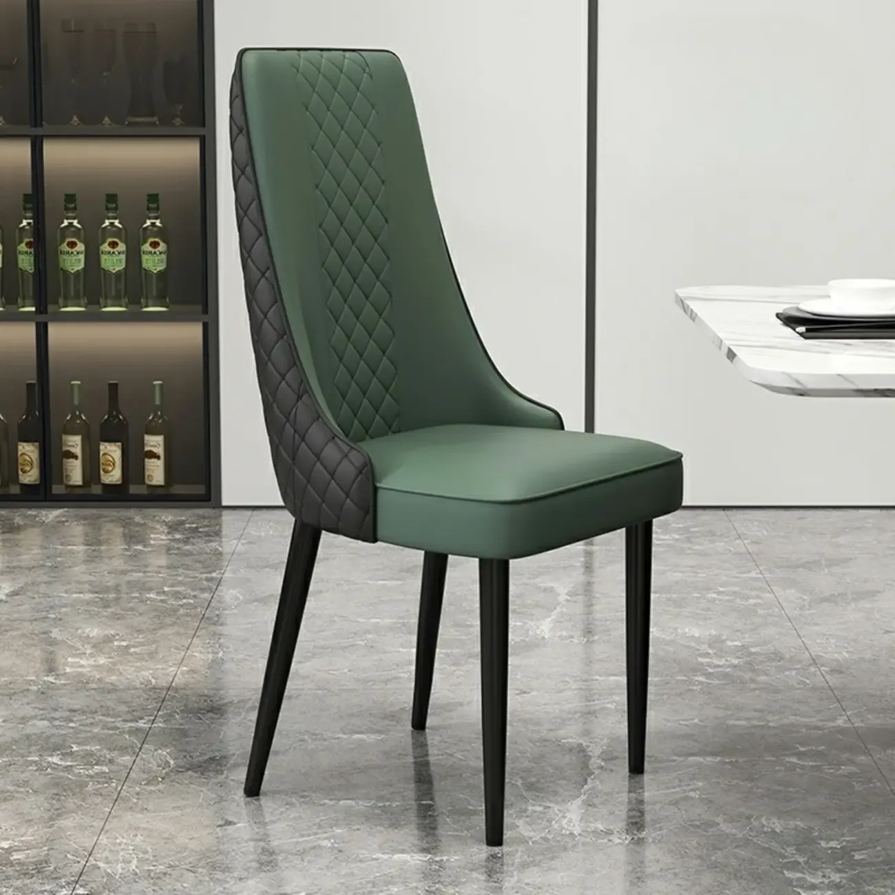 Modern Leather Full Back Upholstered Dining Chair Image - 18