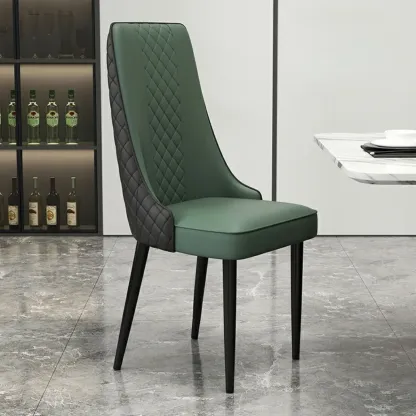 Modern Leather Full Back Upholstered Dining Chair Image - 18