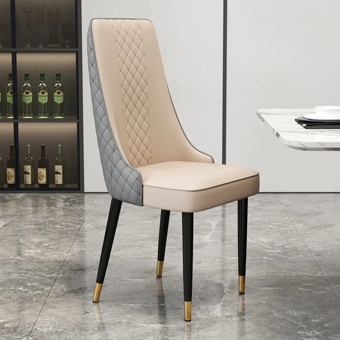 Modern Leather Full Back Upholstered Dining Chair Image - 19 | homeyfad