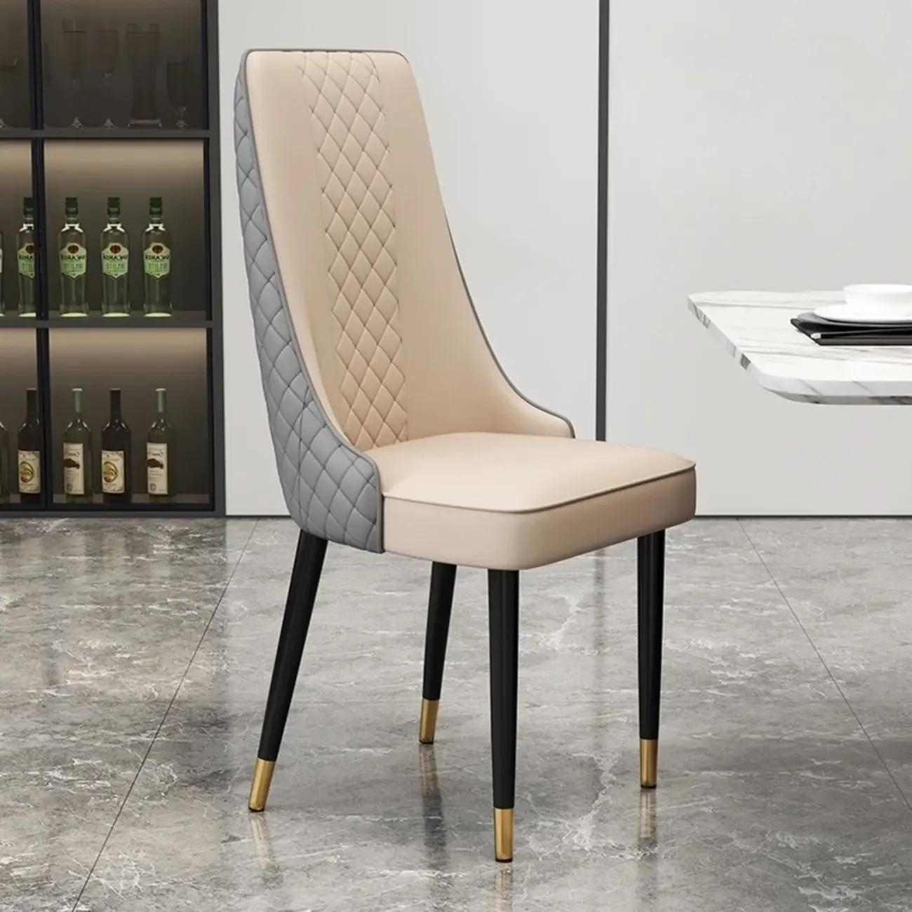 Modern Leather Full Back Upholstered Dining Chair Image - 19