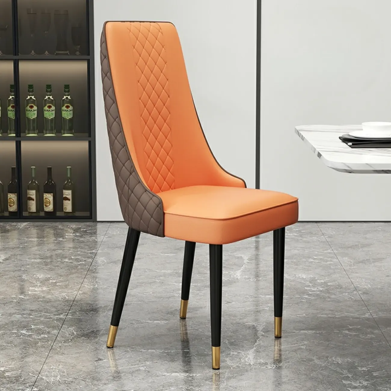 Modern Leather Full Back Upholstered Dining Chair Image - 20 | homeyfad