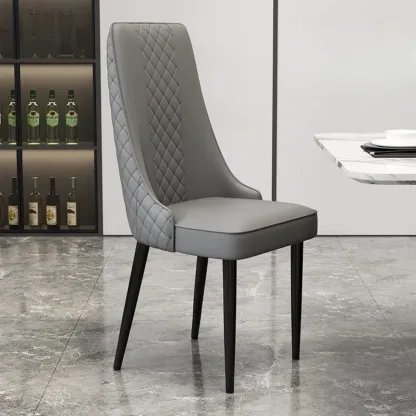 Modern Leather Full Back Upholstered Dining Chair Image - 21