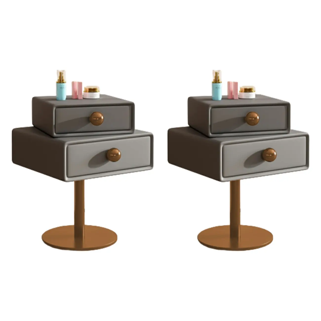 Narrow Faux Leather Swivel Drawer Nightstand for Bedroom Image - 4 | homeyfad