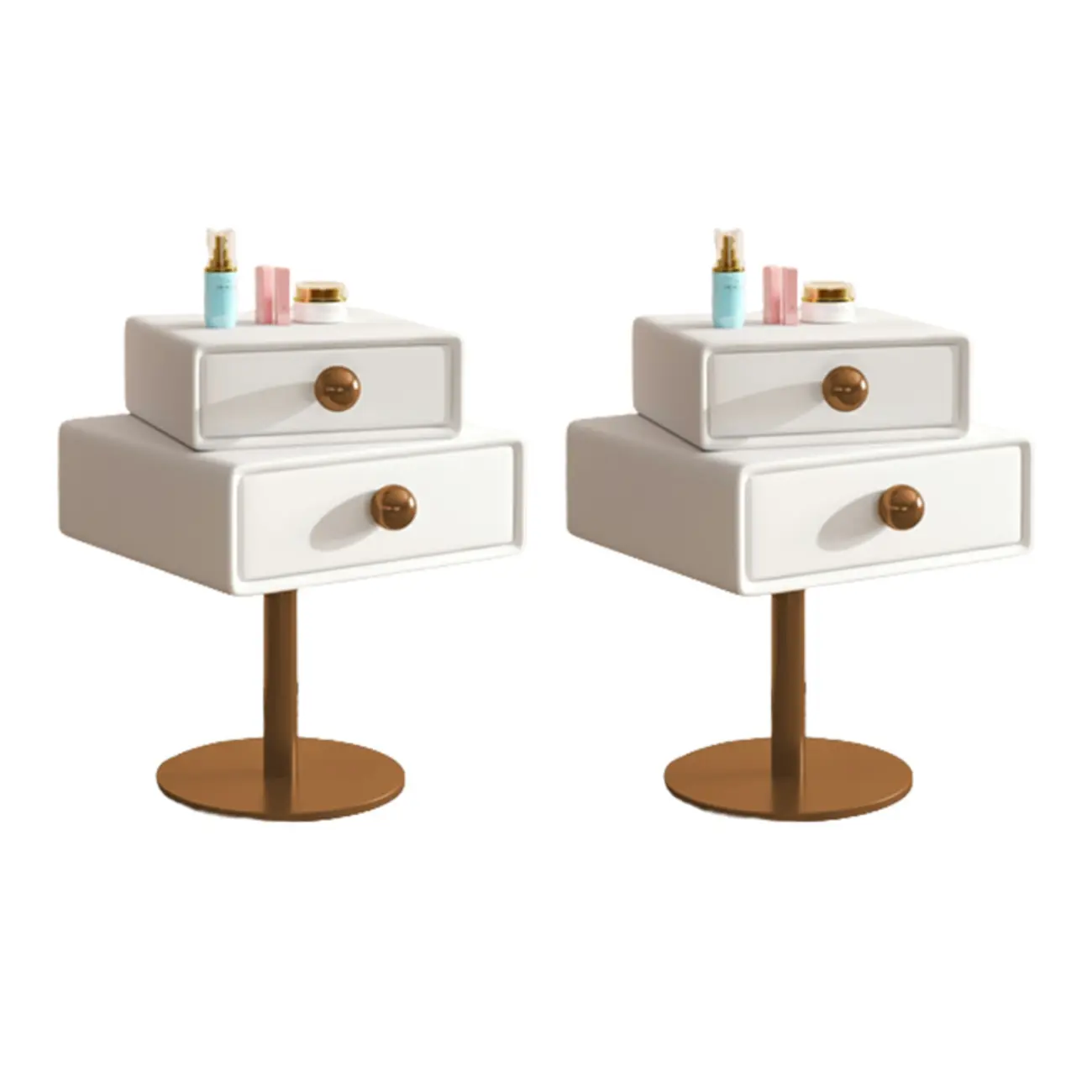 Narrow Faux Leather Swivel Drawer Nightstand for Bedroom Image - 11 | homeyfad