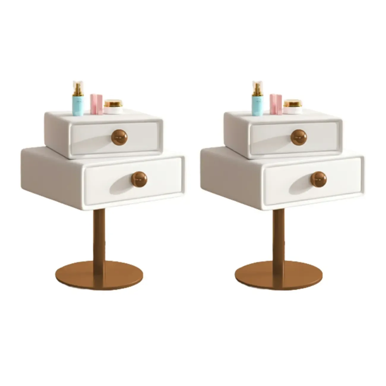 Narrow Faux Leather Swivel Drawer Nightstand for Bedroom Image - 11