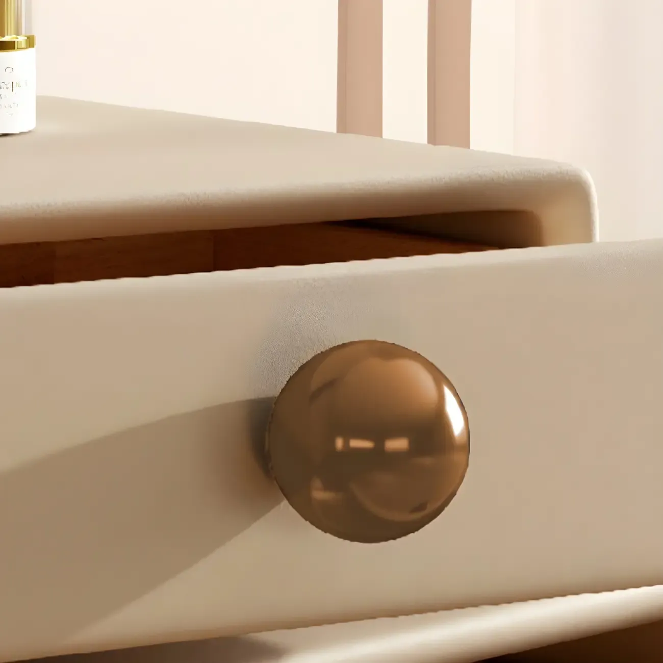 Narrow Faux Leather Swivel Drawer Nightstand for Bedroom Image - 13