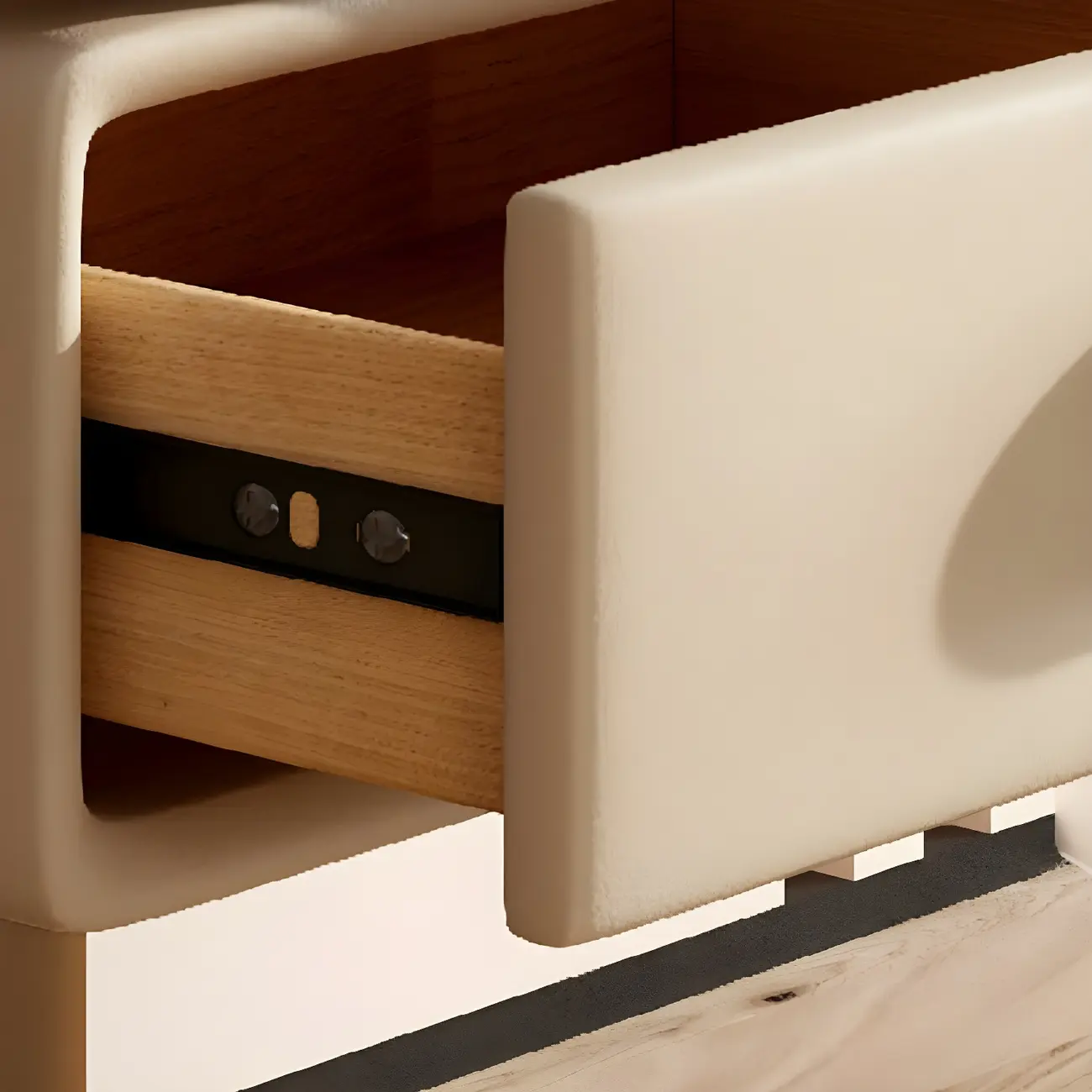 Narrow Faux Leather Swivel Drawer Nightstand for Bedroom Image - 15 | homeyfad