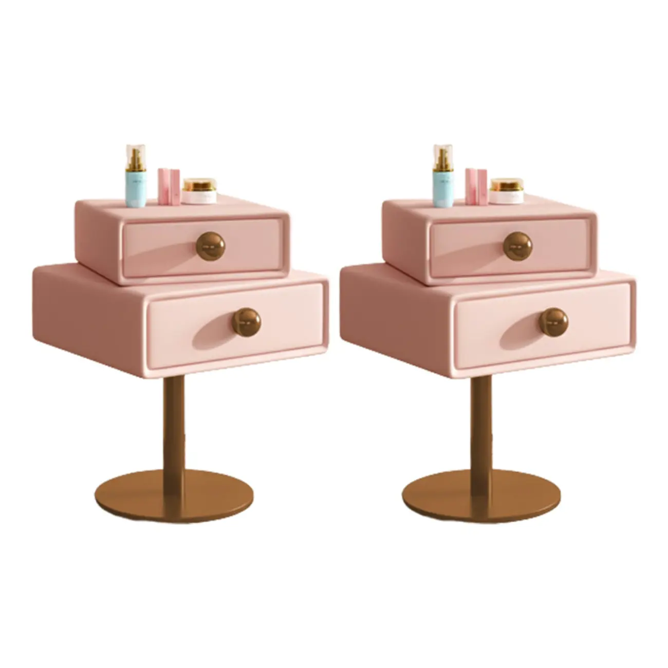 Narrow Faux Leather Swivel Drawer Nightstand for Bedroom Image - 16 | homeyfad