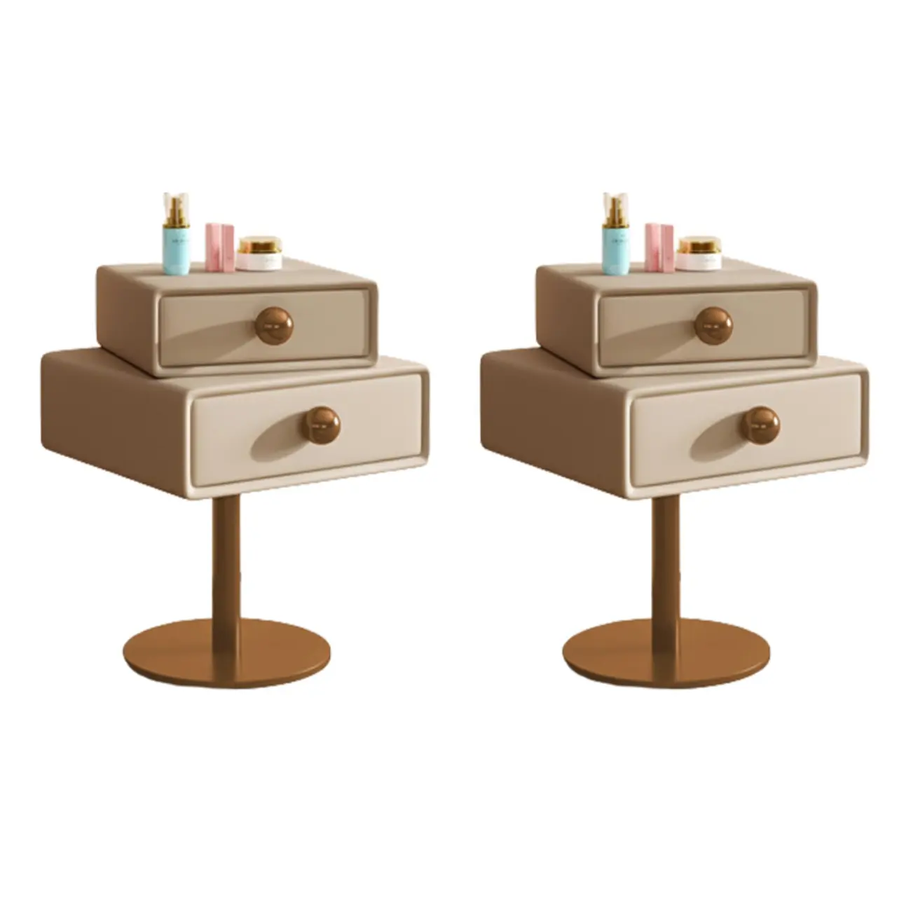 Narrow Faux Leather Swivel Drawer Nightstand for Bedroom Image - 19 | homeyfad