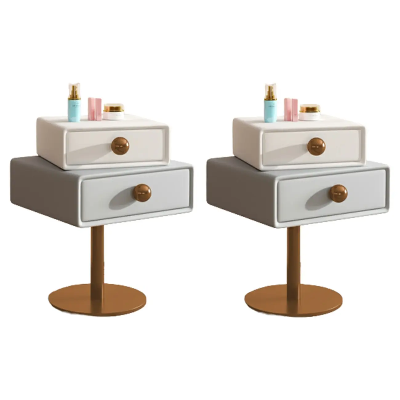 Narrow Faux Leather Swivel Drawer Nightstand for Bedroom Image - 23 | homeyfad