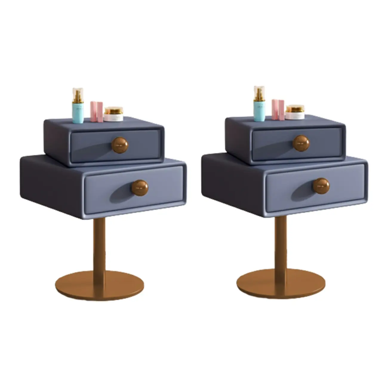 Narrow Faux Leather Swivel Drawer Nightstand for Bedroom Image - 27 | homeyfad