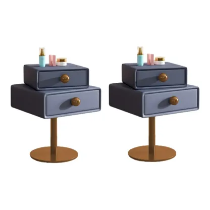 Narrow Faux Leather Swivel Drawer Nightstand for Bedroom Image - 27