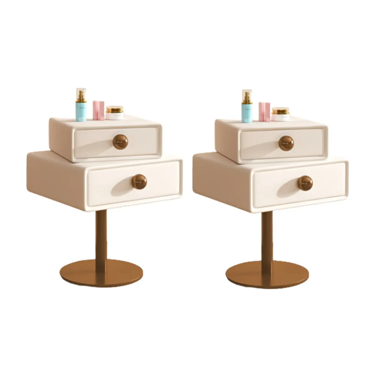 Narrow Faux Leather Swivel Drawer Nightstand for Bedroom Image - 31 | homeyfad