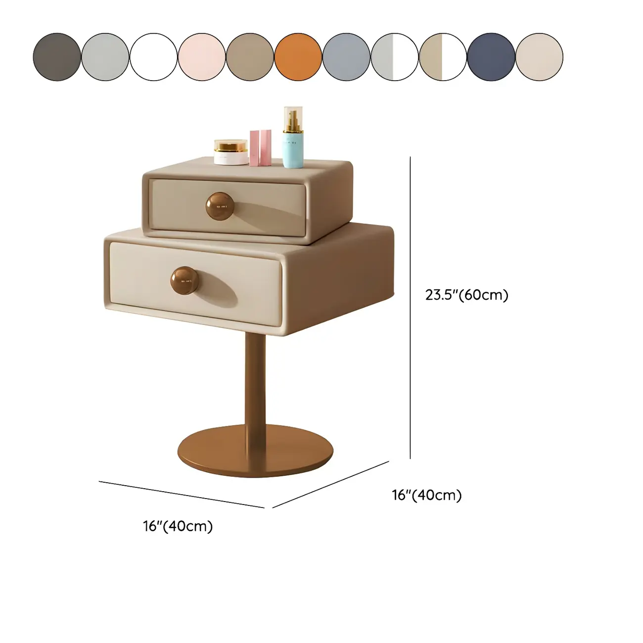 Narrow Faux Leather Swivel Drawer Nightstand for Bedroom #size