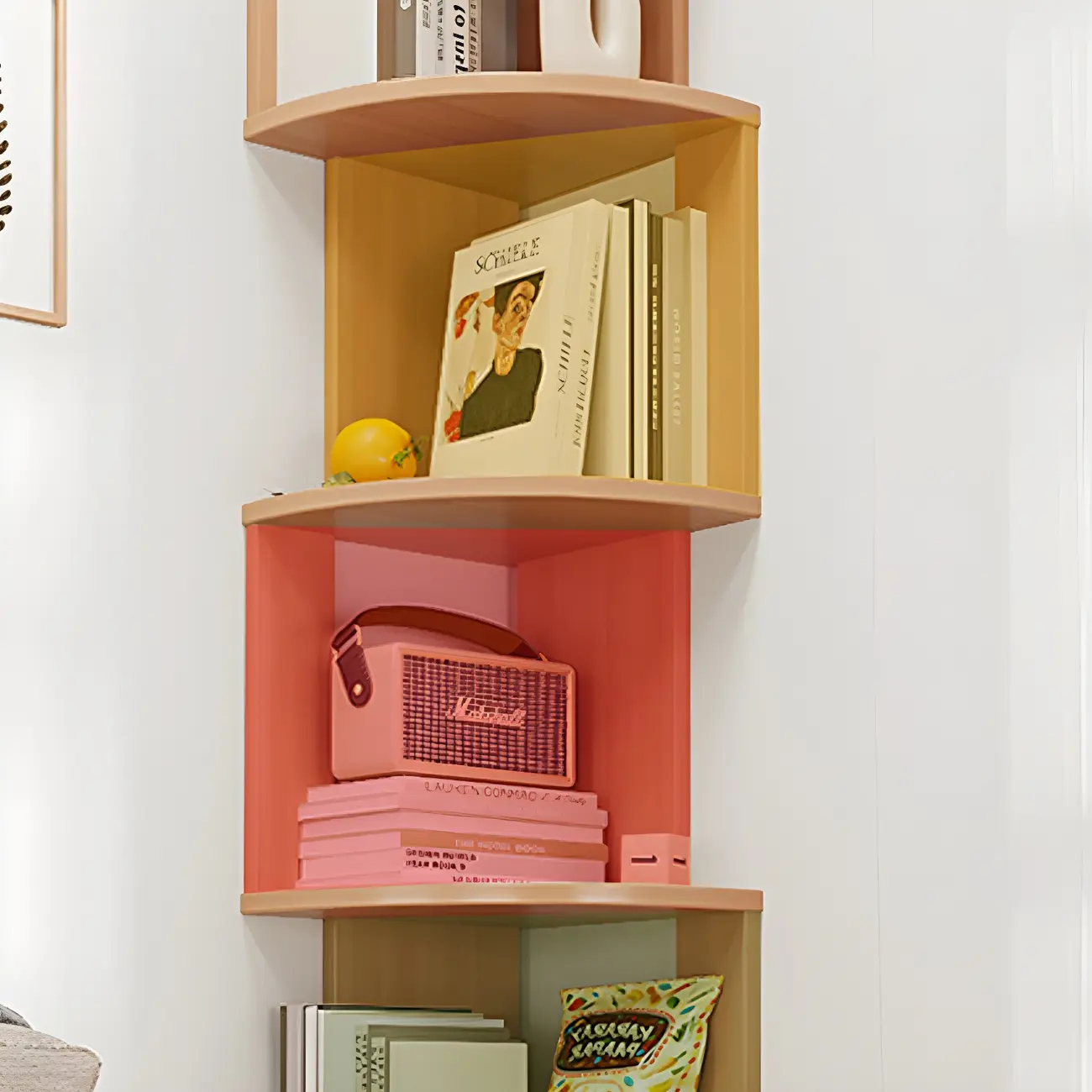 Tall 5-Tier Wooden Corner Bookcase for Small Spaces Image - 14 | homeyfad