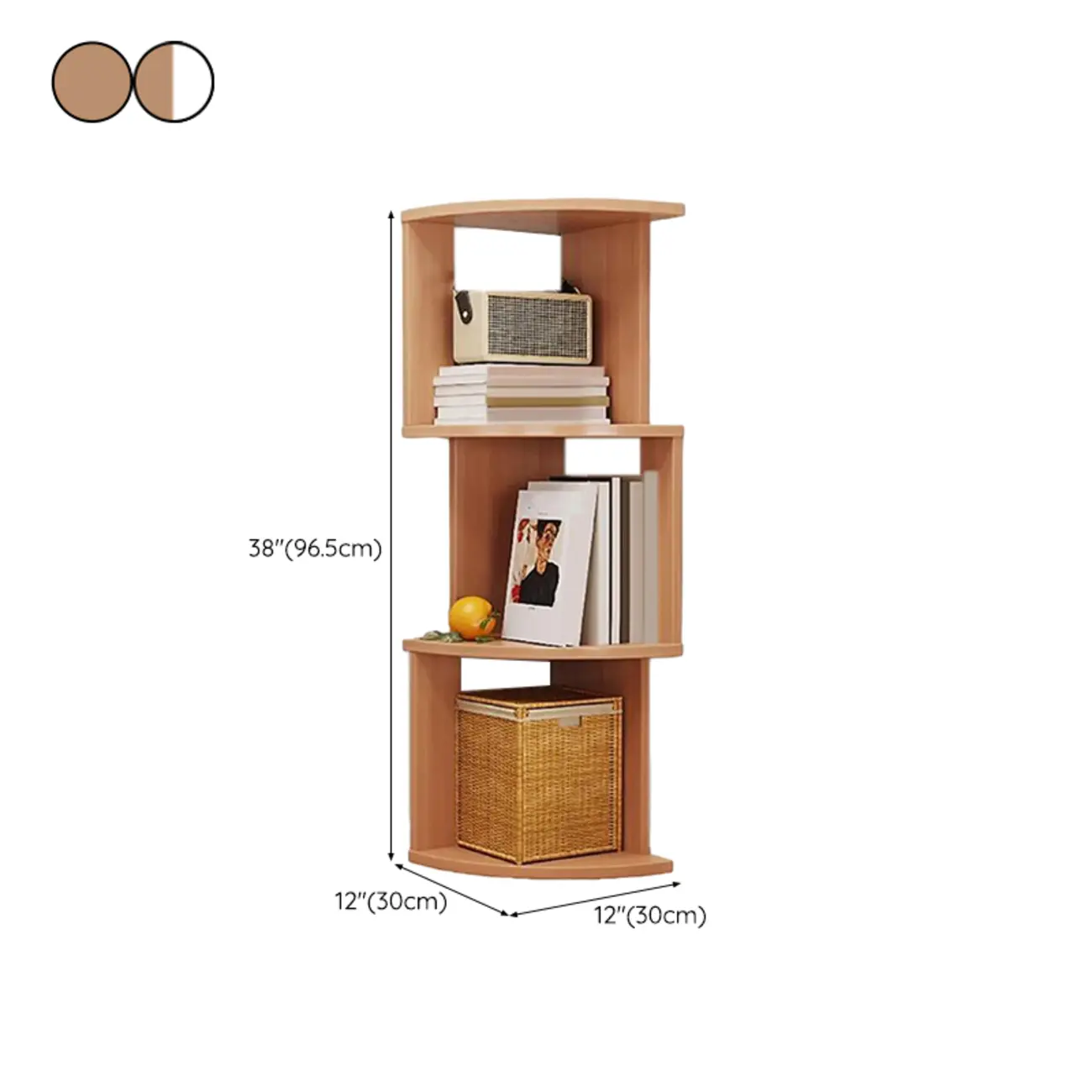 Tall 5-Tier Wooden Corner Bookcase for Small Spaces #size | homeyfad