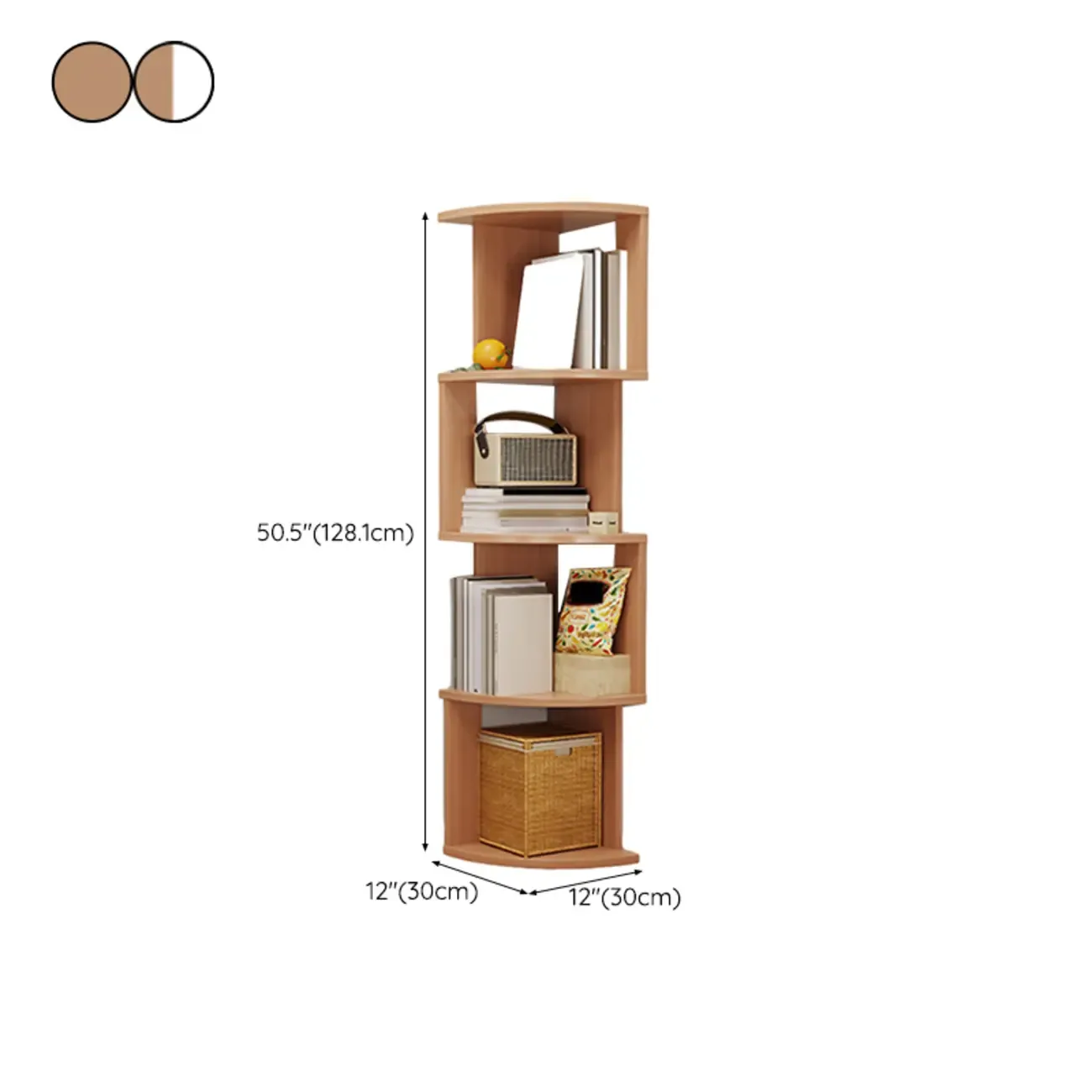 Tall 5-Tier Wooden Corner Bookcase for Small Spaces Image - 37