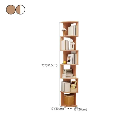 Tall 5-Tier Wooden Corner Bookcase for Small Spaces Image - 39
