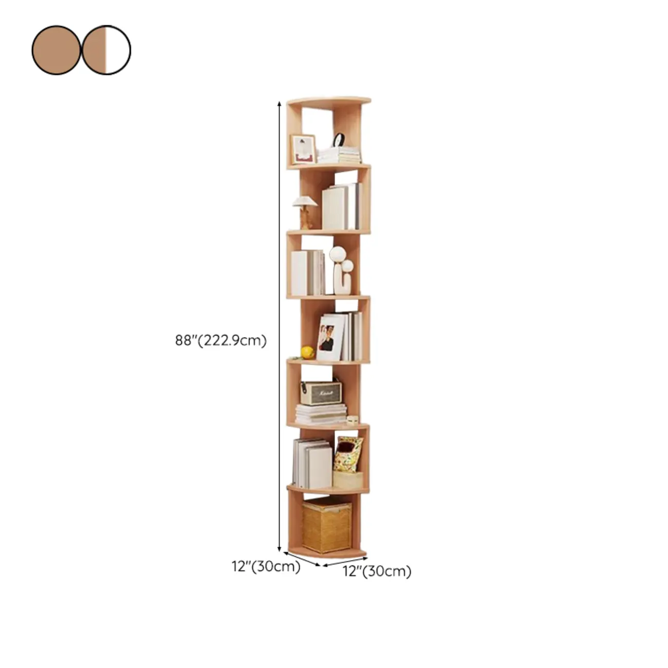 Tall 5-Tier Wooden Corner Bookcase for Small Spaces Image - 40 | homeyfad