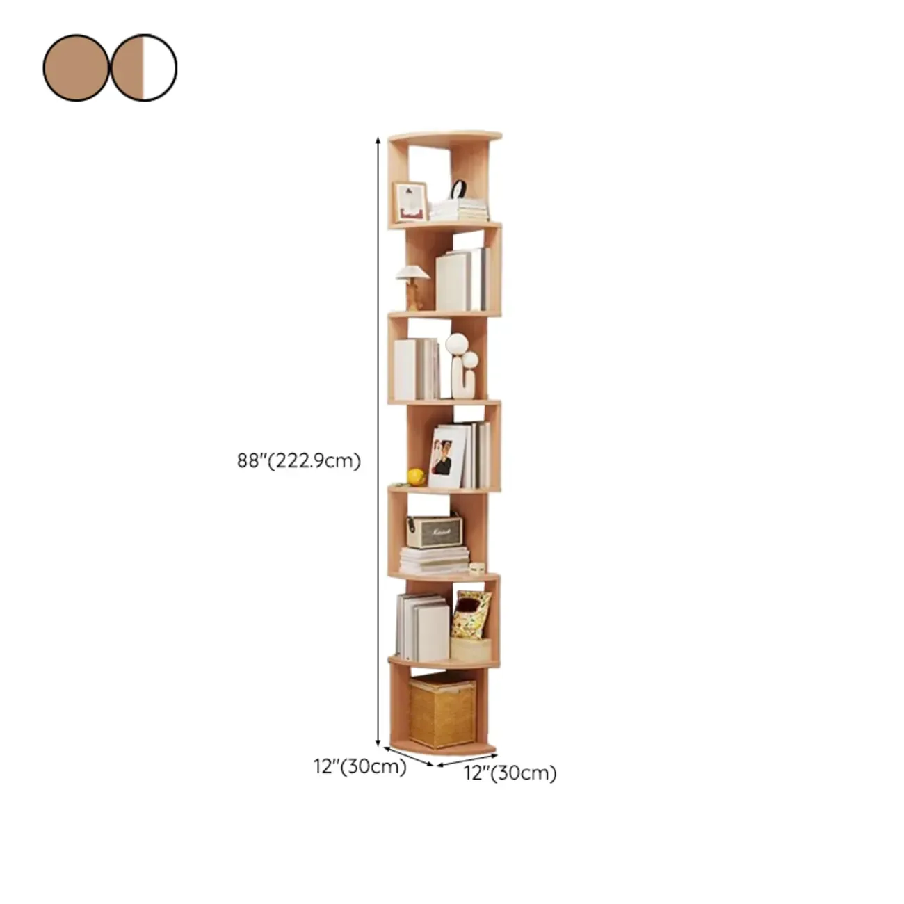 Tall 5-Tier Wooden Corner Bookcase for Small Spaces Image - 40