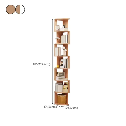 Tall 5-Tier Wooden Corner Bookcase for Small Spaces Image - 40