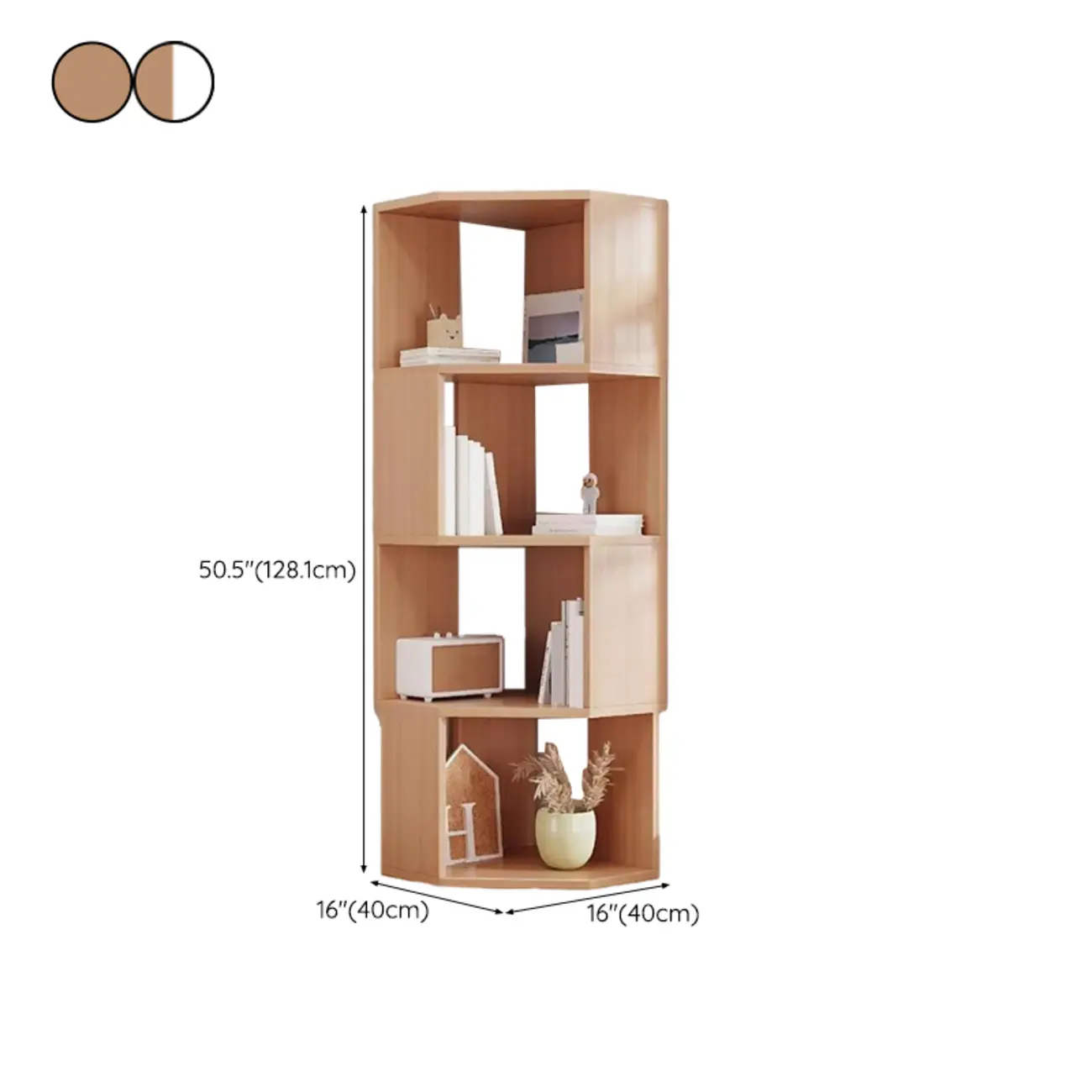 Tall 5-Tier Wooden Corner Bookcase for Small Spaces Image - 42 | homeyfad