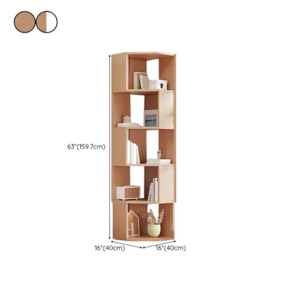 Tall 5-Tier Wooden Corner Bookcase for Small Spaces Image - 43