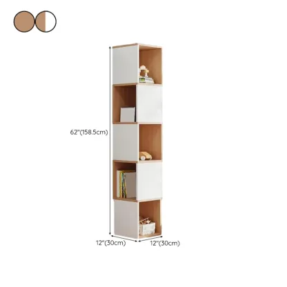 Tall 5-Tier Wooden Corner Bookcase for Small Spaces Image - 47