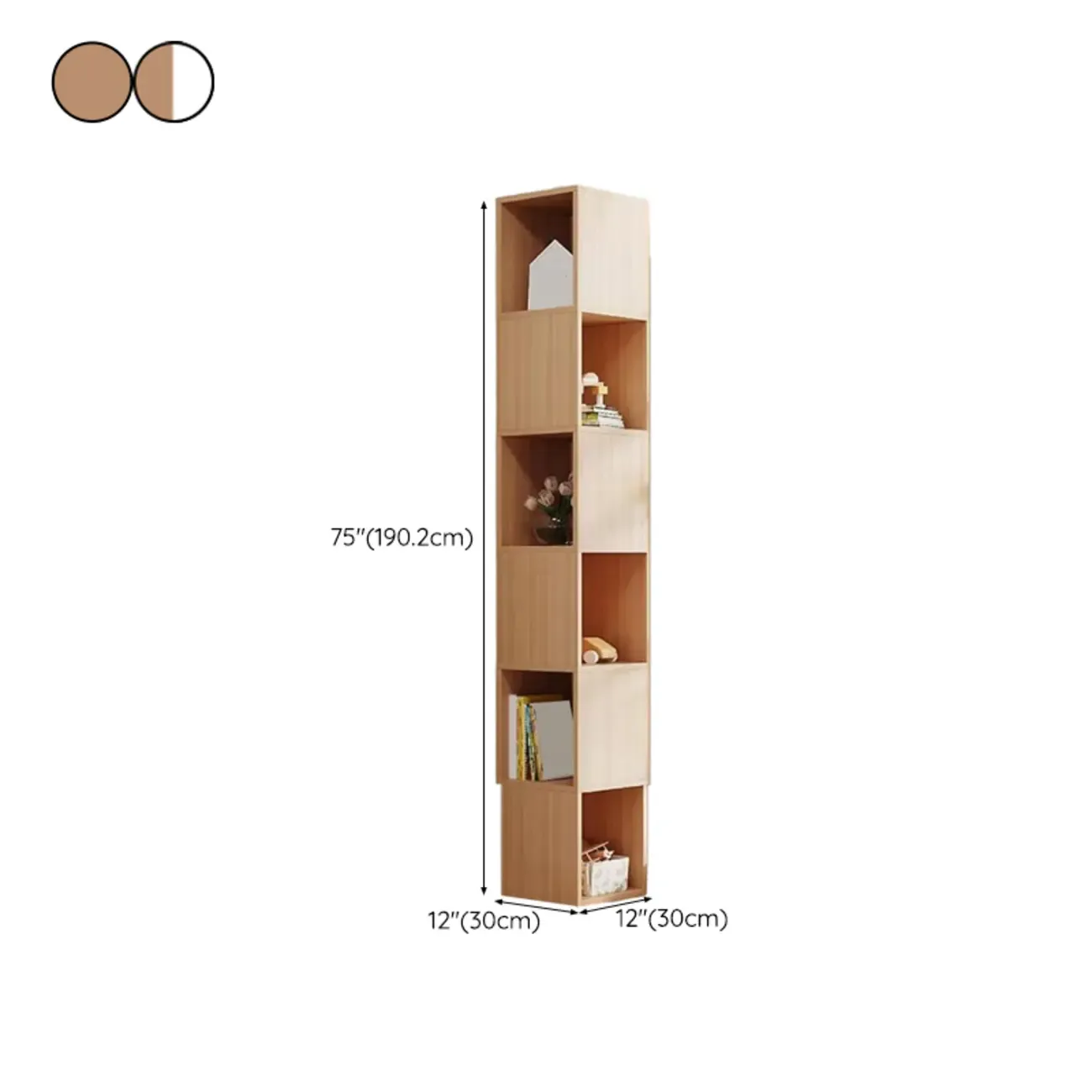 Tall 5-Tier Wooden Corner Bookcase for Small Spaces Image - 48