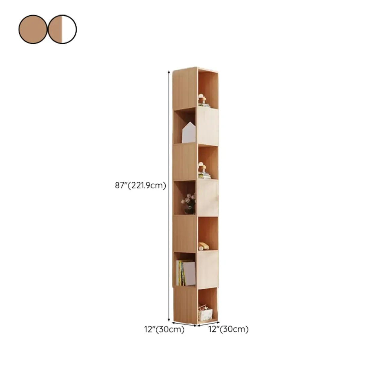 Tall 5-Tier Wooden Corner Bookcase for Small Spaces Image - 49