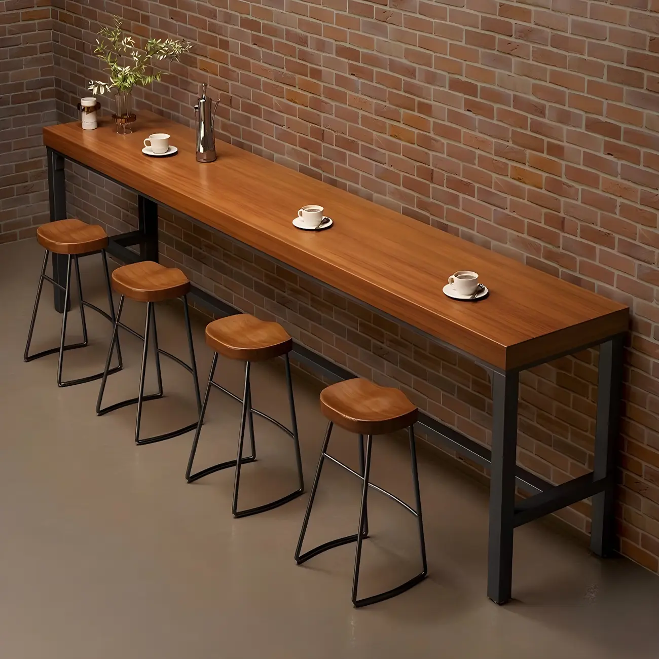 Brown Rectangular Wood Long Dining Bar Table Image - 1 | homeyfad