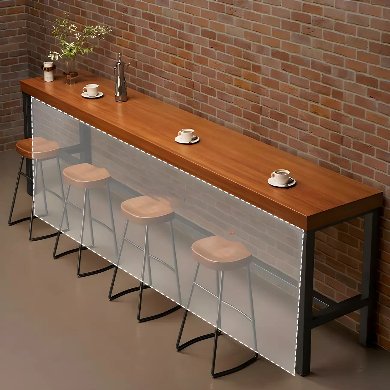 Brown Rectangular Wood Long Dining Bar Table Image - 2 | homeyfad