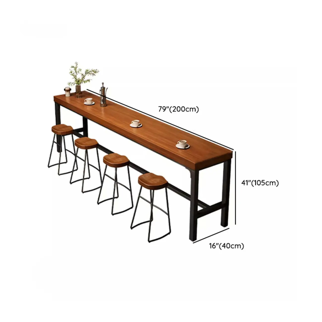 Brown Rectangular Wood Long Dining Bar Table Image - 10 | homeyfad