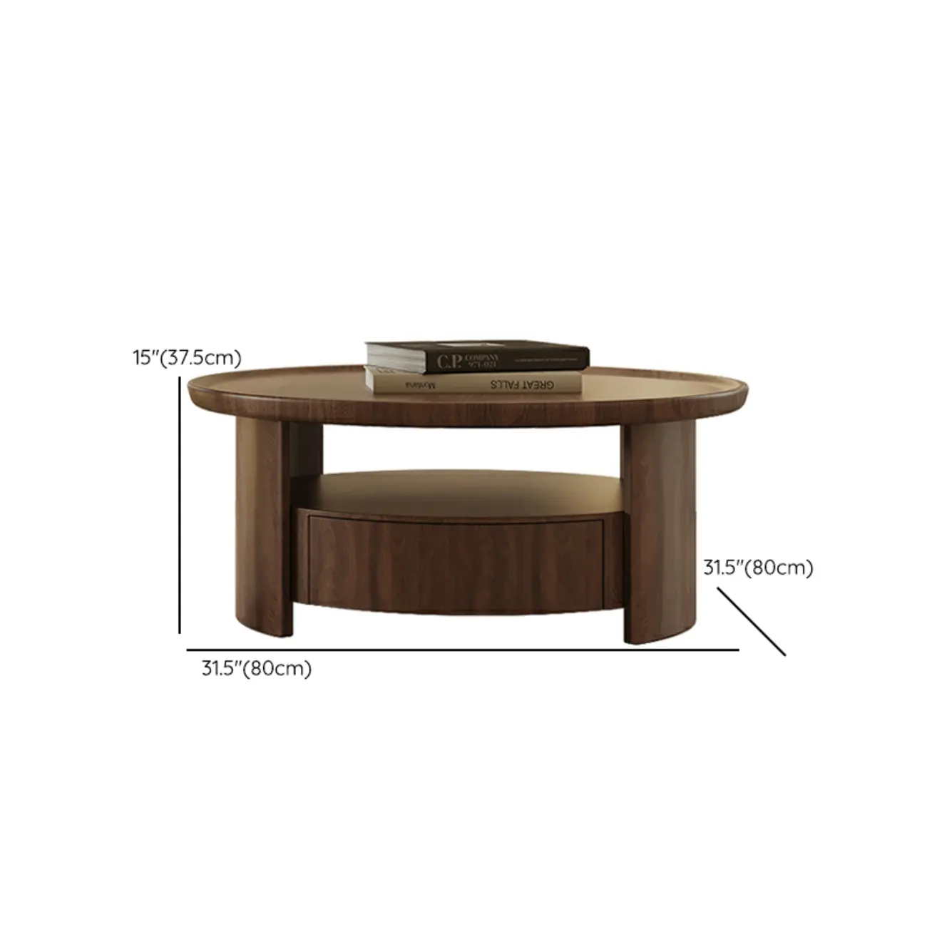 Brown Round Drawer Scandinavian Wood Coffee Table Image - 12 | homeyfad