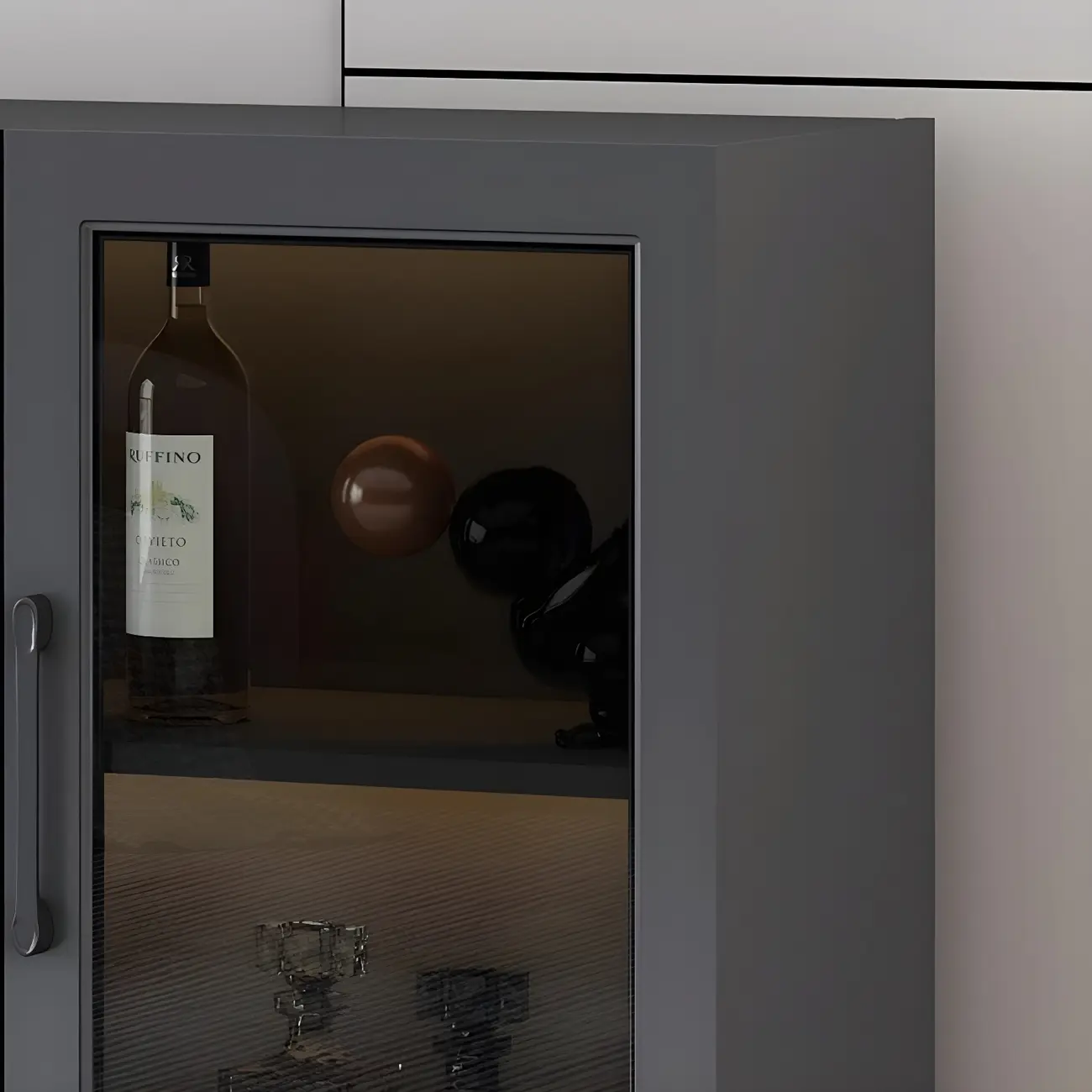 Gray Modern Display Cabinet with Metal Base and Glass Door Image - 12 | homeyfad