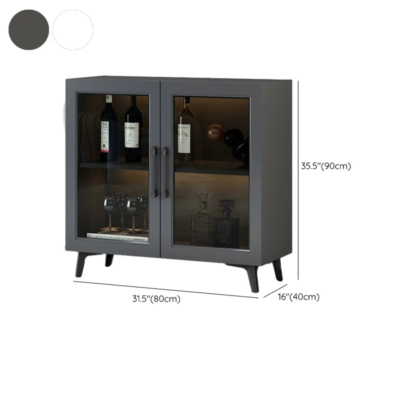 Gray Modern Display Cabinet with Metal Base and Glass Door Image - 18 | homeyfad