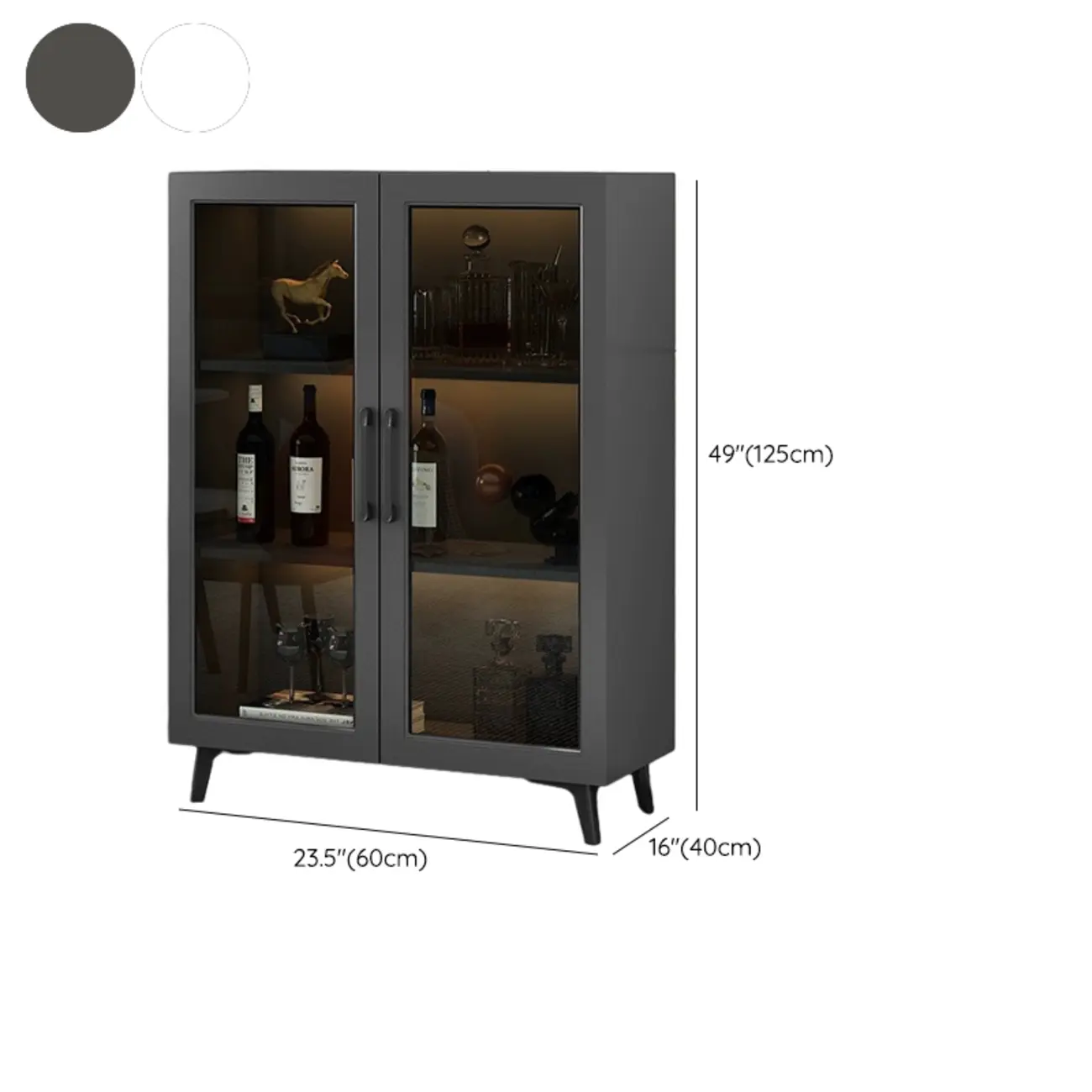Gray Modern Display Cabinet with Metal Base and Glass Door Image - 19 | homeyfad