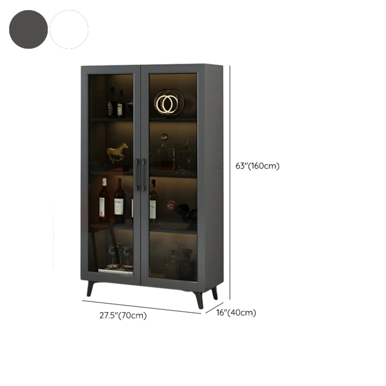 Gray Modern Display Cabinet with Metal Base and Glass Door Image - 23 | homeyfad