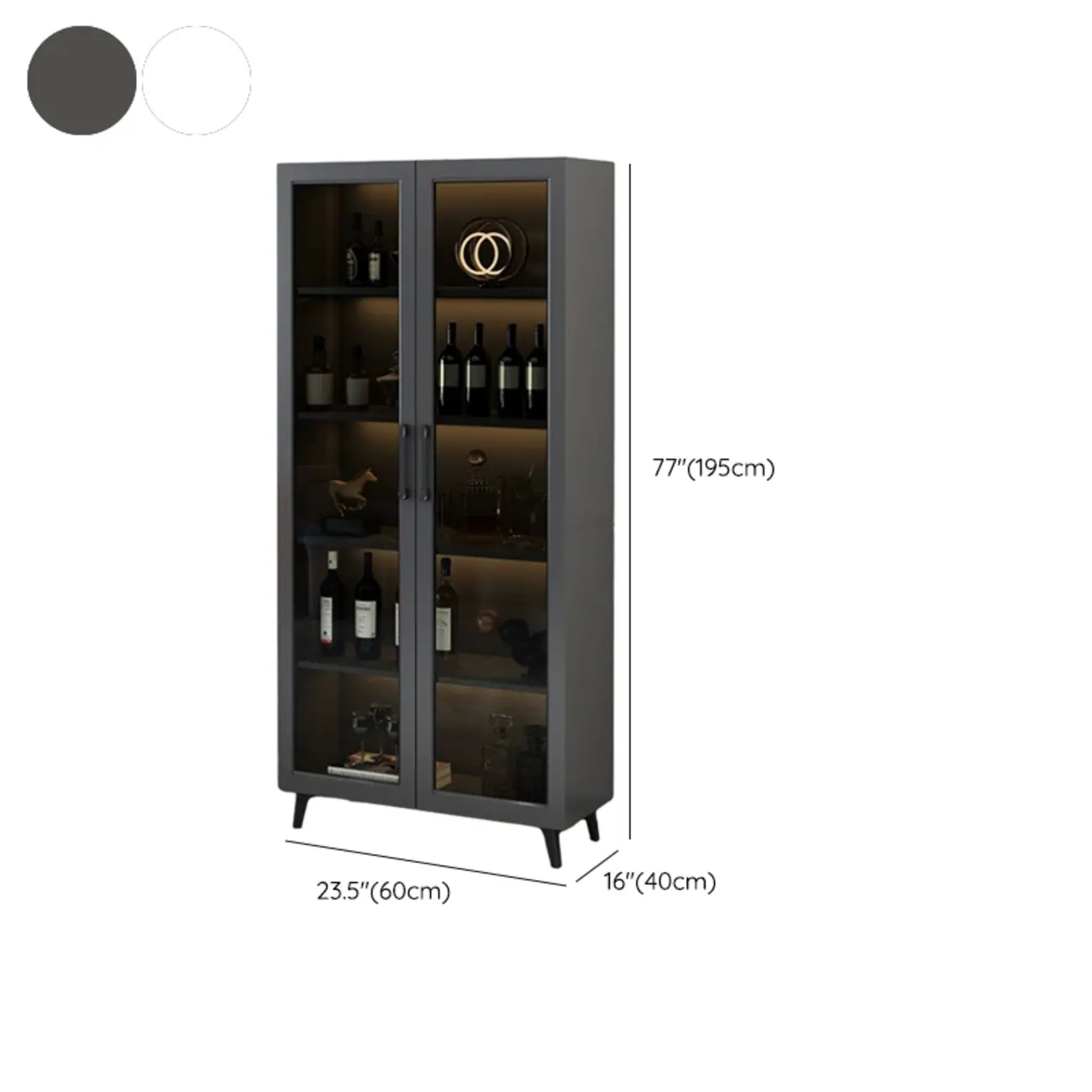 Gray Modern Display Cabinet with Metal Base and Glass Door Image - 25 | homeyfad